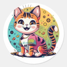 ADESIVO REDONDO COTE GATINHO