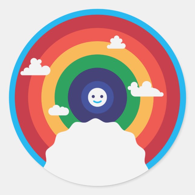 Adesivo Redondo Cotovelo colorido bonito com sol feliz (Frente)