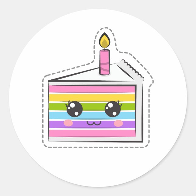 Adesivo Redondo Cotovelo-cotovelo-cake Kawaii Sticker (Frente)