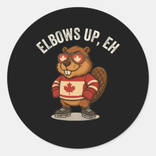 Adesivo Redondo Cotovelos Acima Eh Beaver Maple Leaf Camisa Funny