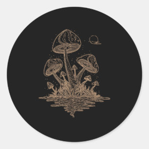 Adesivo Redondo Cottagecore Cogumelos Fungos Goblincore Estética