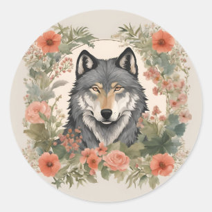 Adesivo Redondo Cottagecore Wolf