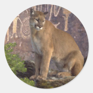 Adesivo Redondo Cougar e Pictografias