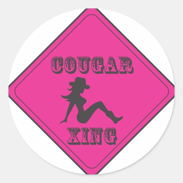 Adesivo Redondo Cougar Rosa Cruzando Cowgirl (Frente)