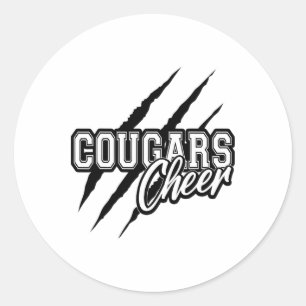 Adesivo Redondo Cougars Cheer Time de Cheerleading de Volta à Esco