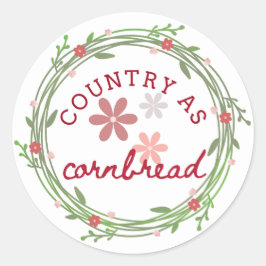 Adesivo Redondo Country as Cornbread Sticker