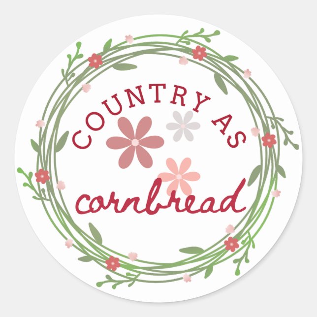 Adesivo Redondo Country as Cornbread Sticker (Frente)