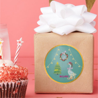 Adesivo Redondo Country Christmas Goose 