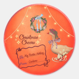 Adesivo Redondo Country Christmas Goose Ornament - rustic gift tag
