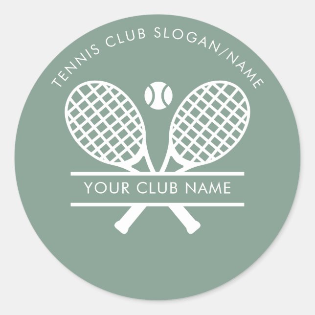 Adesivo Redondo Country Club Name Tennis Team Sage Green Custom (Frente)