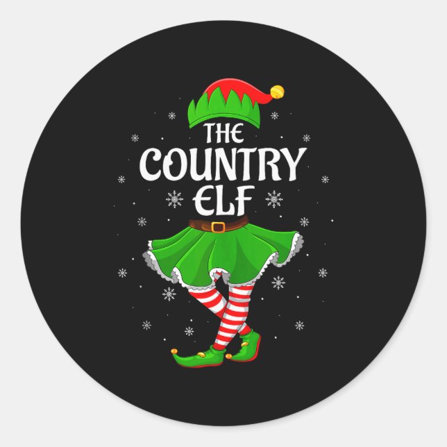 Adesivo Redondo Country Elf Christmas Family Girls Women Elf Squad (Frente)