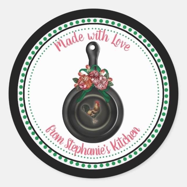 Adesivo Redondo Country Floral | Galo Gelado de Ferro (Frente)