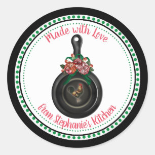 Adesivo Redondo Country Floral   Galo Gelado de Ferro