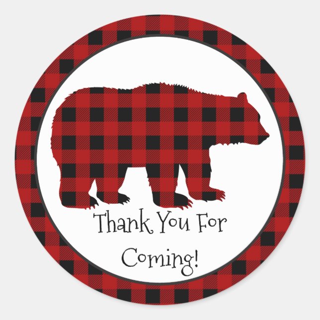 Adesivo Redondo Country Lumberjack Bear Muito obrigado, viciado em (Frente)