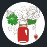 Adesivo Redondo Country Mason Jar Christmas Sticker<br><div class="desc">Country Mason Jar Christmas Sticker</div>