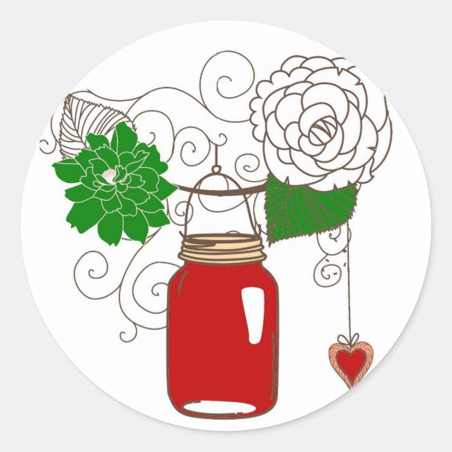 Adesivo Redondo Country Mason Jar Christmas Sticker (Frente)