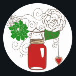 Adesivo Redondo Country Mason Jar Christmas Sticker<br><div class="desc">Country Mason Jar Christmas Sticker</div>