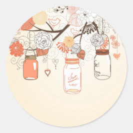 Adesivo Redondo Country Mason Jar Sticker Orange