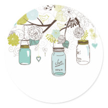 Country Mason Jars Blue Flowers