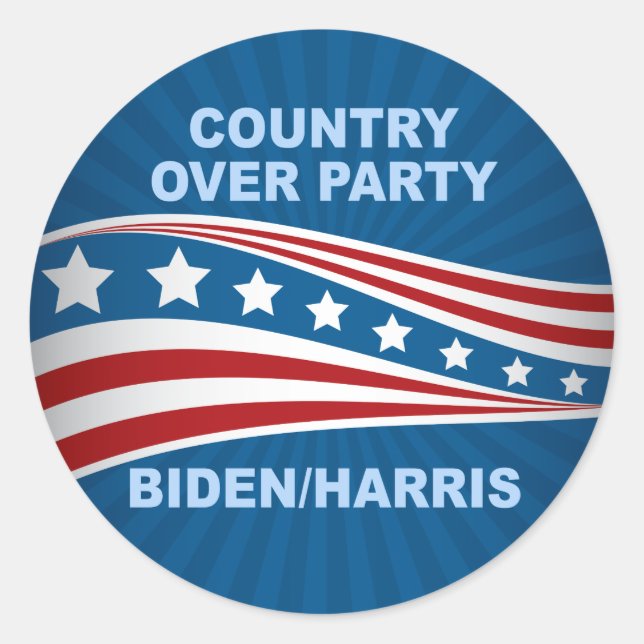 Adesivo Redondo Country Over Party Biden Harris (Frente)