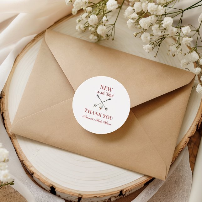 Adesivo Redondo Country Pink Girl New to the Club Golf Baby Shower (Criador carregado)