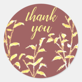 Adesivo Redondo Country Rustic Ouro Yellow Botanic Obrigado