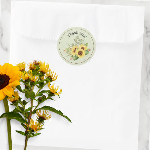 Adesivo Redondo Country Sunflower Obrigado