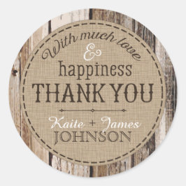 Adesivo Redondo Country Wood Planks Rustic Obrigado Rótulo De Casa
