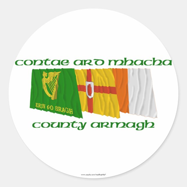 Adesivo Redondo County Armagh Flags (Frente)