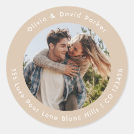 Adesivo Redondo Couple Photo  Return Address Classic Round Sticker