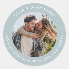 Adesivo Redondo Couple Photo  Return Address Classic Round Sticker
