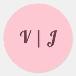 Adesivo Redondo Couple’s Initials on Pink Small Round Sticker