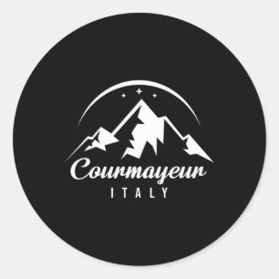 Adesivo Redondo Courmayeur Itália Ski Resort Esquiando Snowboard S