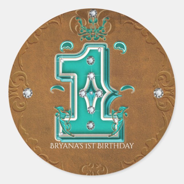 Adesivo Redondo Couro Castanho-Castanho-Castanho Número 1 1 1rua (Frente)