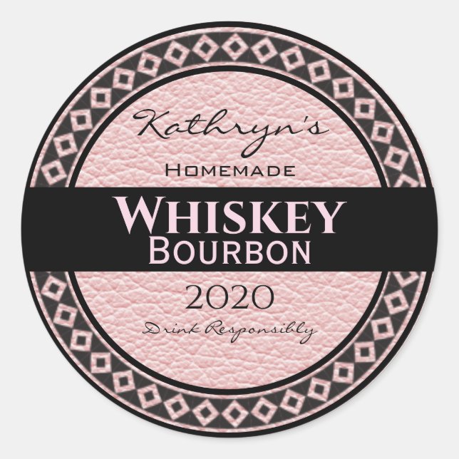 Adesivo Redondo Couro Rosa Personalizado Redondo (Frente)