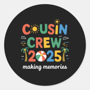 Adesivo Redondo Cousin Crew 2025 Family Matching Boys Girls Primo