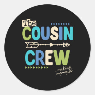 Adesivo Redondo Cousin Crew 2025 Memórias do Fazer Férias da Famíl