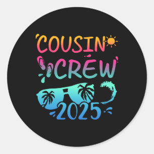 Adesivo Redondo Cousin Crew 2025 Para Férias De Verão