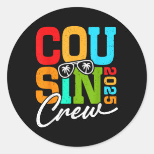 Adesivo Redondo Cousin Crew 2025 Para Férias De Verão Familiares E