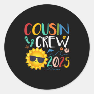 Adesivo Redondo Cousin Crew 2025 Shirt Family Vacation Beach