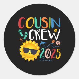 Adesivo Redondo Cousin Crew 2025 Shirt Family Vacation Beach