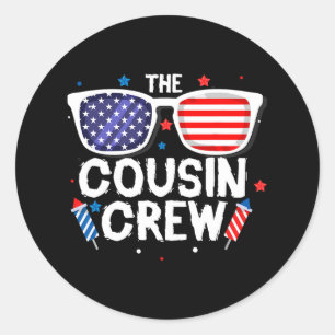 Adesivo Redondo Cousin Crew 4 de julho Família Patriótica American