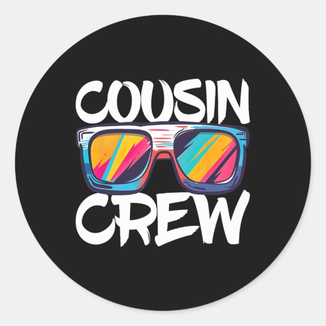 Adesivo Redondo Cousin Crew Adultos Crianças Correspondentes à Tri (Frente)