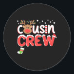Adesivo Redondo Cousin Crew Christmas Kids Cousins Festa de Natal<br><div class="desc">Cousin Crew Crianças de Natal Primos Famílias de Natal</div>