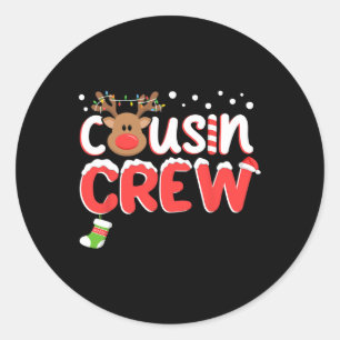 Adesivo Redondo Cousin Crew Christmas Kids Cousins Festa de Natal