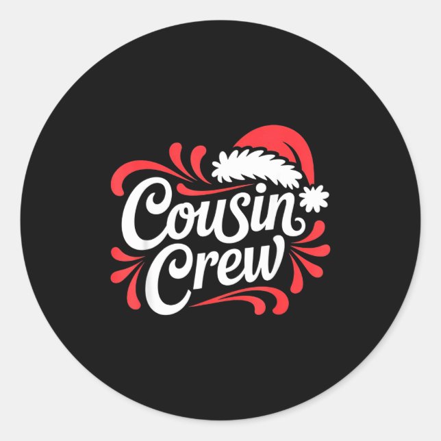 Adesivo Redondo Cousin Crew Christmas Xmas Lights Family Matching  (Frente)