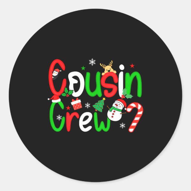 Adesivo Redondo Cousin Crew Christmas Xmas Lights Family Matching  (Frente)