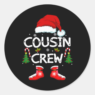 Adesivo Redondo Cousin Crew Kids Primos Família de Natal