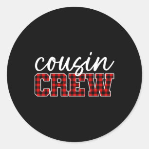 Adesivo Redondo Cousin Crew Kids Primos Família de Natal