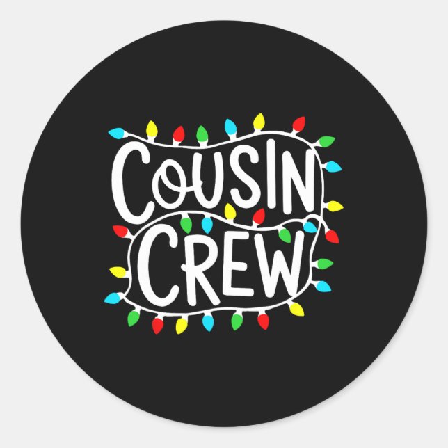 Adesivo Redondo Cousin Crew Natal Xmas Luzes Matrizes Familiares (Frente)